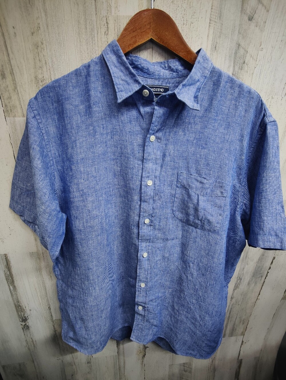 Lands End 100% Linen Button Up Casual Shirt Men's Large Oversized